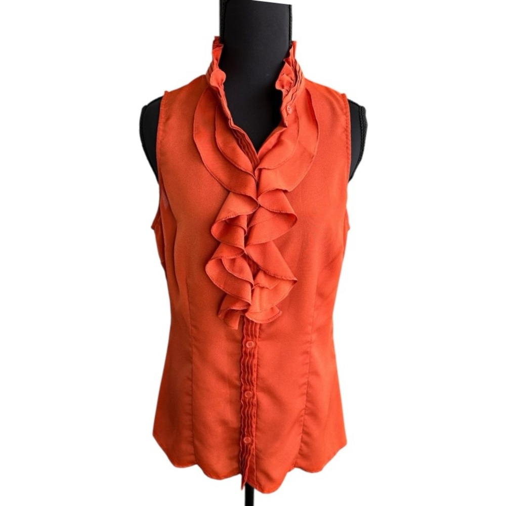 The Limited Ruffled Sleeveless Blouse - Orange